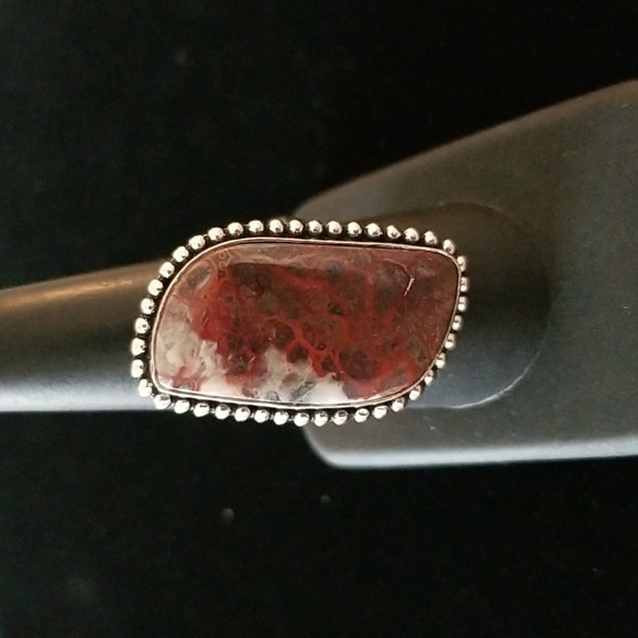 Jewelry - Mexican Crazy Lace Large Abstract Shape Ring Dotted Edge